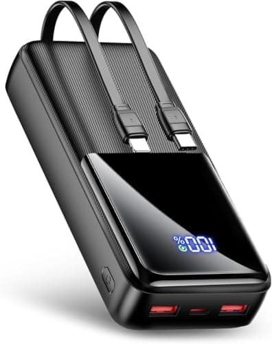 Image of Power Bank Fast Charging 40000mAh, Portable Charger with USB-C Input Ouput & Built-in Cables, Battery Pack Powerbank Compatible with iPhone 17 16 15 14 13 Android and more