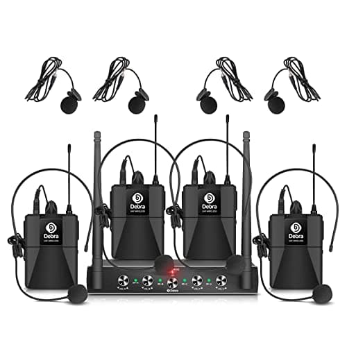 Image of Audio Pro UHF 4-Channel Wireless Mic System, Cordless Lavalier & Headset Mics, Metal Receiver, Perfect for Karaoke, Church, Parties (4 Bodypacks B)