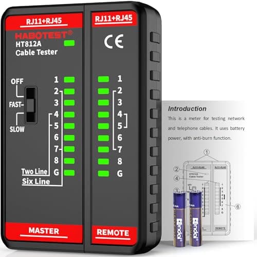 Image of Network Ethernet Cable Tester for RJ11 RJ45 CAT5 CAT5E CAT6 CAT6A CAT7, STP/UTP Cable Checker, Ethernet Wire Tester Tool for Continuity Check, Telephone Line Finder