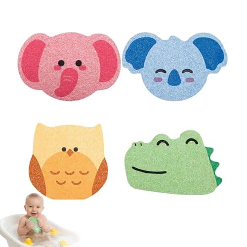 Image of 4 Pcs Baby Bath Sponges, Animal-Shaped Natural Massage Sponges for Newborns and Toddlers, Soft Baby Skin Kids Bath Shower Sponges for Gentle Cleansing, Infant Bath Sponge Set for Daily Use