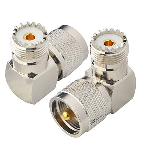 Image of Boobrie SO239 PL259 Right Angle Low Loss UHF Coax Cable Adapter 90 Degree CB Radio Adapter PL259 Coaxial Connector UHF Male PL259 Plug to UHF Female SO239 Jack for Walkie Talkie Ham Radio Pack of 2