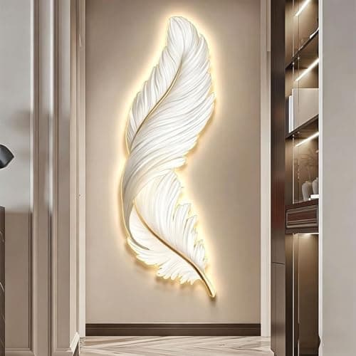 Image of OEPCHEFACX 3D Wall Art with LED, Large Lighted home decor, Crystal Porcelain Image,Modern Luxury Wall Hanging Decor for Living Room Decor,Bedroom, Corridor(Style A,180 * 65cm/70.9 * 25.6in)