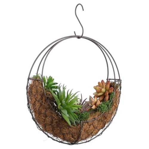 Image of Ciieeo Moon Shape Wire Hanging Basket 11X2.3In Metal Frame S Shape Plant Holder for Succulents Small Flowers Indoor Outdoor Home Garden Decor
