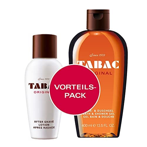 Image of Tabac Original Men’s Grooming Set - Aftershave Lotion 150 ml & Bath & Shower Gel 400 ml | Classic Spicy, Woody & Musky Fragrance | Post-Shave Care and Refreshing Body Wash Duo