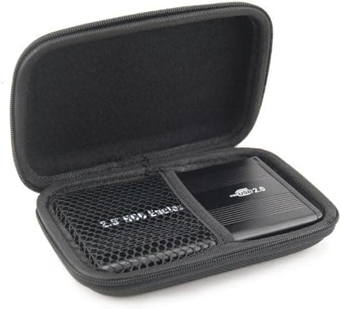 Image of AKORD 2.5 Black Small Compact Protective EVA Case Bag Pouch for SSD USB External Portable Hard Drive Pocket Carrying Memory Card Hard Disk, Black