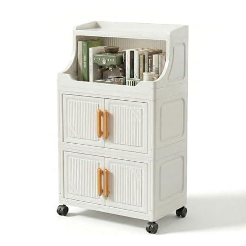 Image of Minifactory Stackable Storage Boxes with Wheels – Open Top & Bottom Drawer, Large Capacity Rolling Organiser Unit for Kitchen, Living Room, Bedroom – Movable Modular Storage System (3 Tiers)
