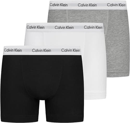 Image of Calvin Klein Men’s 3 Pack Trunks, Multicolour (Black/White/Grey Heather), S