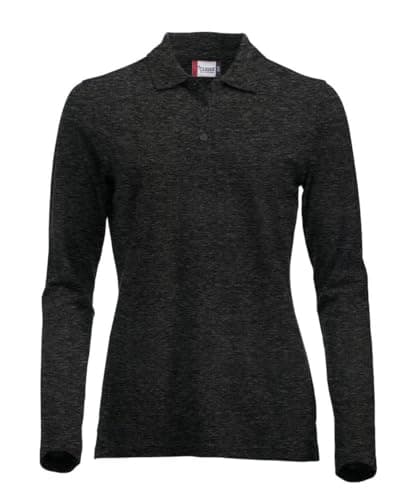 Image of CliQue Women's Clique Classic Long Sleeved Womens Marion Polo Shirt, Grey (Anthracite Melange), XS UK