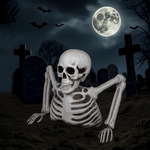 Image of SULOLIHalloween Decoration, Outside Skull & Skeleton Hand Bones Coming Out of Ground