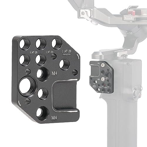 Image of Mounting Side Extension Plate for DJI RS2/Ronin S/SC/RSC2, OUZRTG Stabilizer Extension Plate with 1/4 3/8 Threaded Holes Cold Shoe Mount