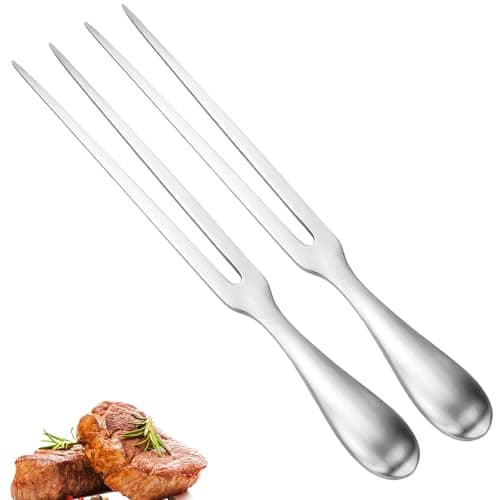 Image of 2 Pcs 26.5CM 304 Stainless Steel Carving Fork & Meat Fork Set, U-Shaped Meat Cooking Forks Barbecue Forks, for BBQ, Roasting, Carving and Camping, Durable Kitchen Cooking Tools