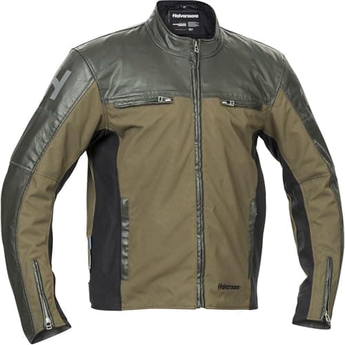 Image of Halvarssons Holmen Motorcycle Jacket Men Waterproof Urban Textile Jacket, Brown/Olive Green, 50