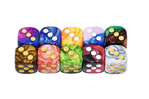 Image of StarMall 16mm 10-Pack Two Color 6 Sided Dice D6 Polyhedral Dice