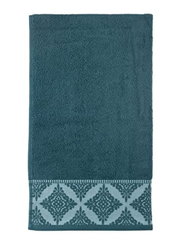 Image of La Maison Jacquard Rosa Floral Border 100% Cotton 500GSM Luxury Hand Towel Bath Towel Super Soft Highly Absorbent Everyday Use (50cm x 80cm Hand Towel, Emerald)