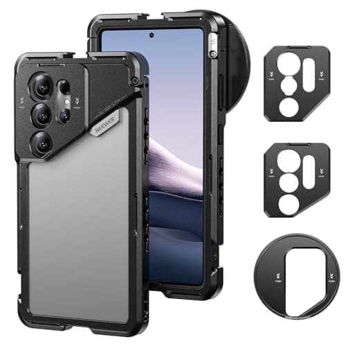Image of Neewer S25 Ultra Phone Cage, Mobile Video Rig Phone Stabilizer with 67mm Filter Adapter, 17mm Lens Backplate, T Mount Lens Adapter, Compatible with Samsung Galaxy Moment T Series Lenses, PA082