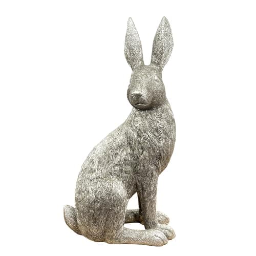 Image of Alfie Francis 35cm Tall Large Silver Hare Ornament Sculpture Statue Home Decoration Gift Rabbit Animal