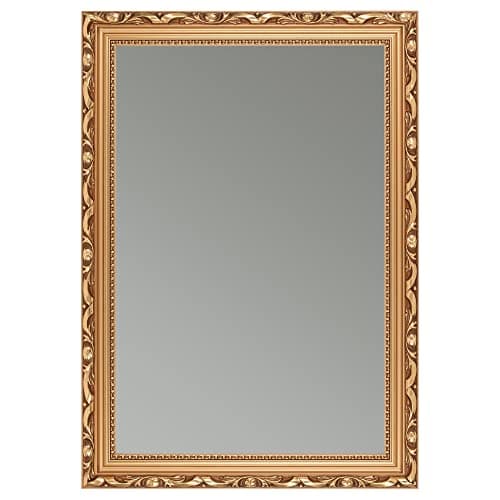 Image of CLAMARO 'Karl' Antique Wall Mirror 30 x 65 cm with Frame | Bronze | Shabby Chic Vintage Baroque Mirror with Wooden Frame | Baroque Mirror with Metal Hanger and Mounting Material