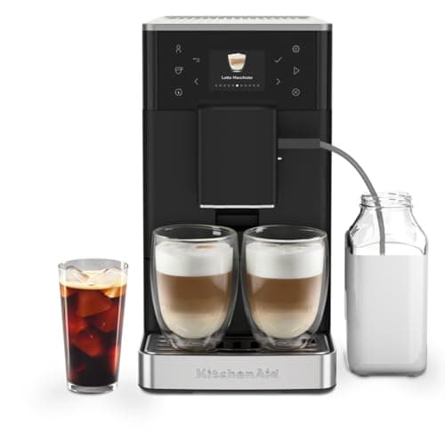 Image of KitchenAid 5KES8453 Fully Automatic Espresso Machine with Iced Coffee KF3, Bean to Cup Coffee Maker with Built-in Grinder, 19 Recipe Options, Auto Milk System, Matte Black