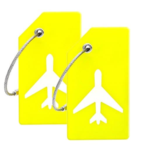 Image of Silicone Luggage Tag with Name ID Card Perfect to Quickly Spot Luggage Suitcase By Ovener (Yellow 2 Pack Tags)