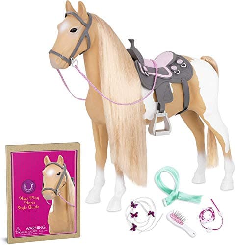 Image of Our Generation – 18-inch Doll Accessories – Styling Set – Hair Extension – Pretend Play – Toys for Kids Ages 3 & Up – Palomino Paint Horse