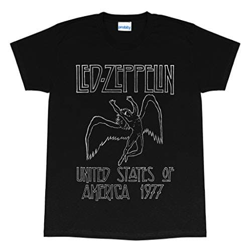 Image of Popgear Men's Led Zeppelin 1977 Us Tour Men's T-shirt Black fashion t shirts, Black, L UK