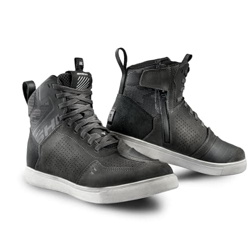 Image of SHIMA REBEL 2.0 Motorbike Boots for Men Ventilated Leather Shoes Summer Suede Motorcycle Short Ankle Protector Urban Bike Casual Classic Riding Motor Boot (Mens, Vent Grey, 41)
