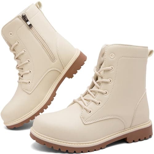 Image of Lvptsh Women’s Ankle Boots Side Zipper Ladies Walking Booties Leather Chelsea Boots For Spring Autumn Winter Low Heel Casual Comfortable Short Booties,Beige2,EU38