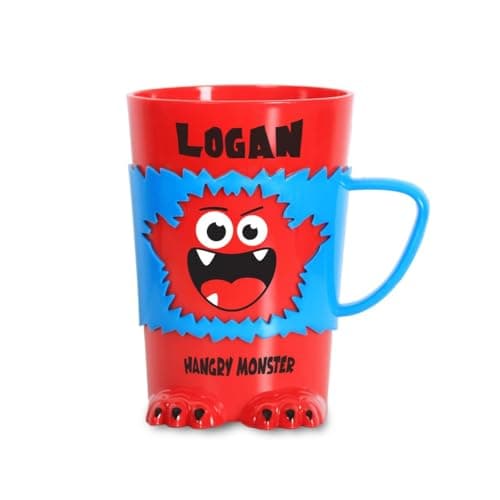 Image of History & Heraldry Personalised Monster Mug – Pre Personalised with Popular Names Funny Monster Shaped - Unique Gift for Birthdays, Halloween, or Christmas (Logan)