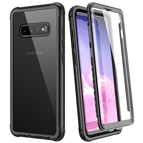 Image of WE LOVE CASE Samsung Galaxy S10 Case, 360 Degree Shockproof Protective Case Cover with Built-in Screen Protector and Transparent Back for Samsung Galaxy S10 - Black