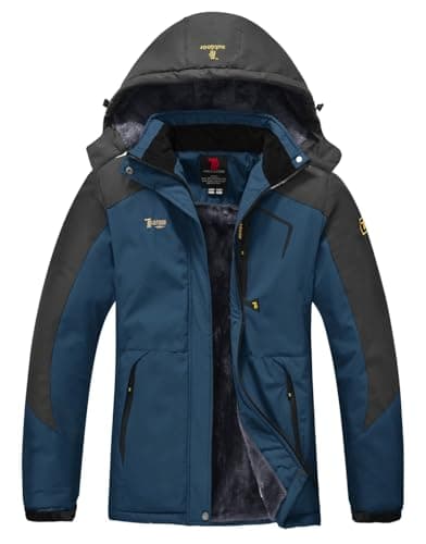 Image of YSENTO Womens Waterproof Ski Jacket Winter Fleece Outdoor Mountain Jacket and Coat with Hood(Denim Blue,M)