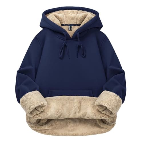 Image of TACVASEN Sweatshirt Women's Pullover Hoodies Winter Warm Jumper Sweater Casual Sweat Shirts with Hood Navy Blue