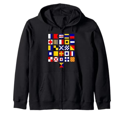 Image of Nautical Flag Alphabet International maritime signal flags Zip Hoodie