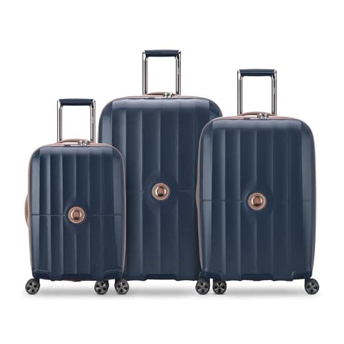 Image of DELSEY PARIS St. Tropez Hardside Expandable Luggage with Spinner Wheels, Navy, Checked-Medium 24 Inch, St. Tropez Hardside Expandable Luggage with Spinner Wheels