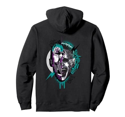 Image of DC Suicide Squad Joker Harley Quinn Collage Pullover Hoodie, Adult Unisex, Black, XX-Large