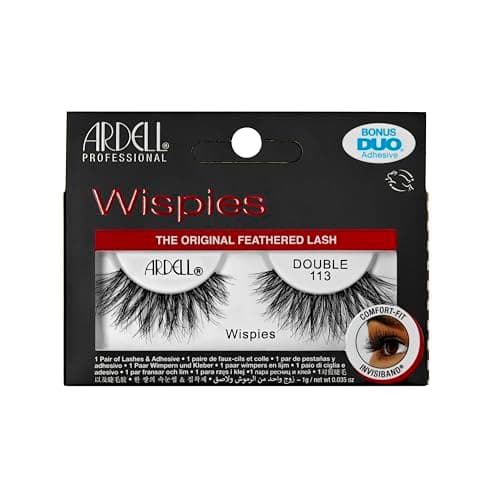 Image of Ardell Double Wispies 113 False Eyelashes, Duo Adhesive Included, Medium Volume, Long Length, Vegan Friendly, 1 Pair (Pack of 1)