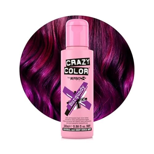 Image of Crazy Color Vibrant Burgundy Semi-Permanent Hair Dye. Highly Pigmented Purple Wine Conditioning & Oil Nourishing Vegan Formula | No Bleach or Ammonia | 100ml