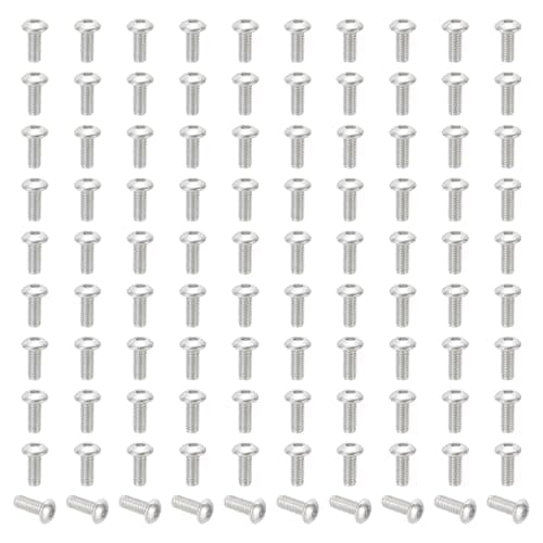 Image of PATIKIL M2.5-0.45x6mm Button Head Socket Cap Screws, 100 Pcs 304 Stainless Steel 18-8 Hex Socket Cap Screw Bolts Allen Hex Drive Full Machine Thread