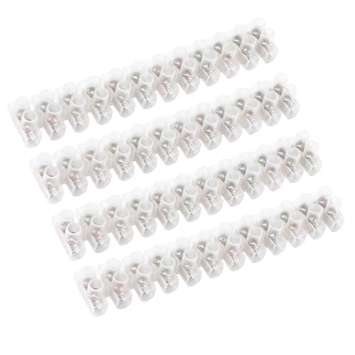 Image of 4 Pack 3A Electrical Connector Blocks 3 Amp 12 Way White Terminal Block Strip Electrical Terminal Connector Strips Electric Wire Chocolate Chock Blocks Connecting for Wiring Cable