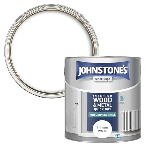 Image of Johnstone's - Interior Wood and Metal Paint - Eggshell Finish - Brilliant White - 2.5 L - Quick Drying - Non Drip Water Based Formula