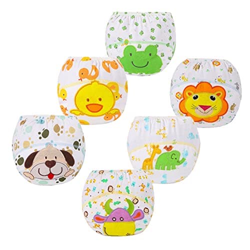 Image of FedMois Baby Potty Training Pants Boys Girls Training Underwear Reusable (6 Pack), Animals, 2-3 Years