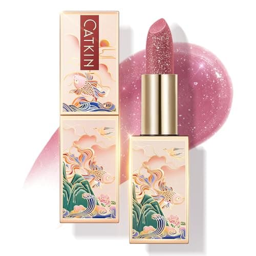 Image of CATKIN Moonlight Lip Balm, Natural Glitter Tinted Lip Balm, Chapstick Lip Balms with Vitamin E for 8h Moisture for Dry Cracked Lips, 3.5g