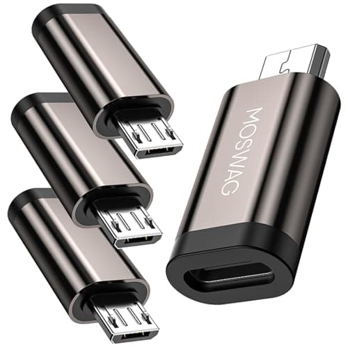 Image of MOSWAG Micro Adapter (4 Pack) USB C Female to Micro Male Adapter, Micro to USB C Connector for Samsung Galaxy S7 Edge, Nexus 5, Nexus 6