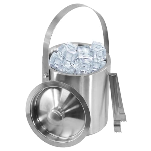 Image of MTS Stainless Steel Ice Bucket with Lid & Tongs, Double Wall Insulated Wine Cooler, Stylish Polished Design for Parties, Perfect Champagne & Beer Bucket