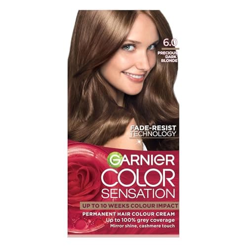 Image of Garnier Color Sensation Permanent Hair Dye, Intense, Long-Lasting Blonde Natural Hair Colour, Upto 100% Grey Coverage, Leaves Hair with Mirror Shine, Shade: 6.0 Precious Light Brown