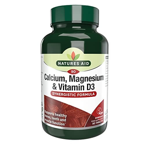 Image of Natures Aid Calcium Magnesium & Vitamin D3 - Supports Bones Teeth Muscle Function & Immunity Supplement - High Potency Calcium Absorption and Immune Health - Vegan, Non-GMO, Gluten-Free - 90 Tablets