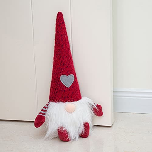 Image of Marwood Cute Door Stopper Decorative Door Stops for Home and Office, Stuffed Fabric Christmas Door Stopper Weighted Interior Doorstop Floor Decorative - Santa Claus with Red Cap 37cm