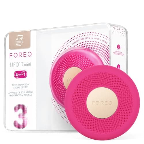 Image of FOREO UFO 3 mini 4-in-1 Face Mask Skincare Device, Face Moisturiser, Anti-Aging, Full Spectrum LED & Red Light Therapy, Thermo Therapy, T-Sonic Facial Massage, App-connected, Fuchsia