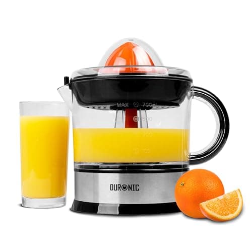 Image of Duronic Electric Juicer Machine JE407 Citrus Squeezer, Fresh Hand Pressed Orange Juice Maker, Whole Fruit Extractor Machines for Cold Press Oranges, Lemon, Lime, Grapefruit with 2 Cones & Pulp Filter