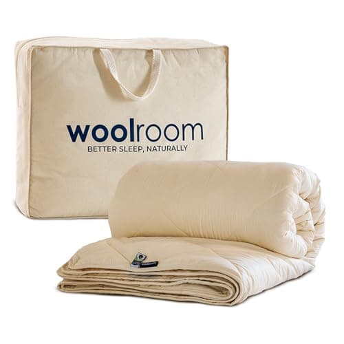 Image of WOOLROOM Organic Washable Wool 3-in-1 Customisable Duvet Double 2-15 Tog - Organic Certified Anti Allergy Moisture Wicking - Organic Cotton Cover (300tc) - 30 Night Sleep Trial, W200 x L200