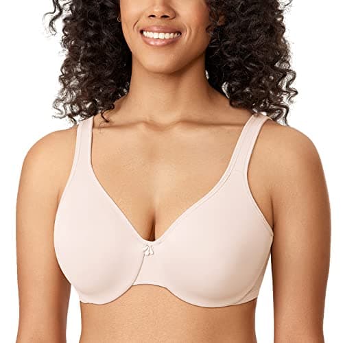 Image of DELIMIRA Women's Minimiser Bra Plus Size Underwired Full Cup Non Padded Seamless Support T Shirt Bra Rose White 34DD